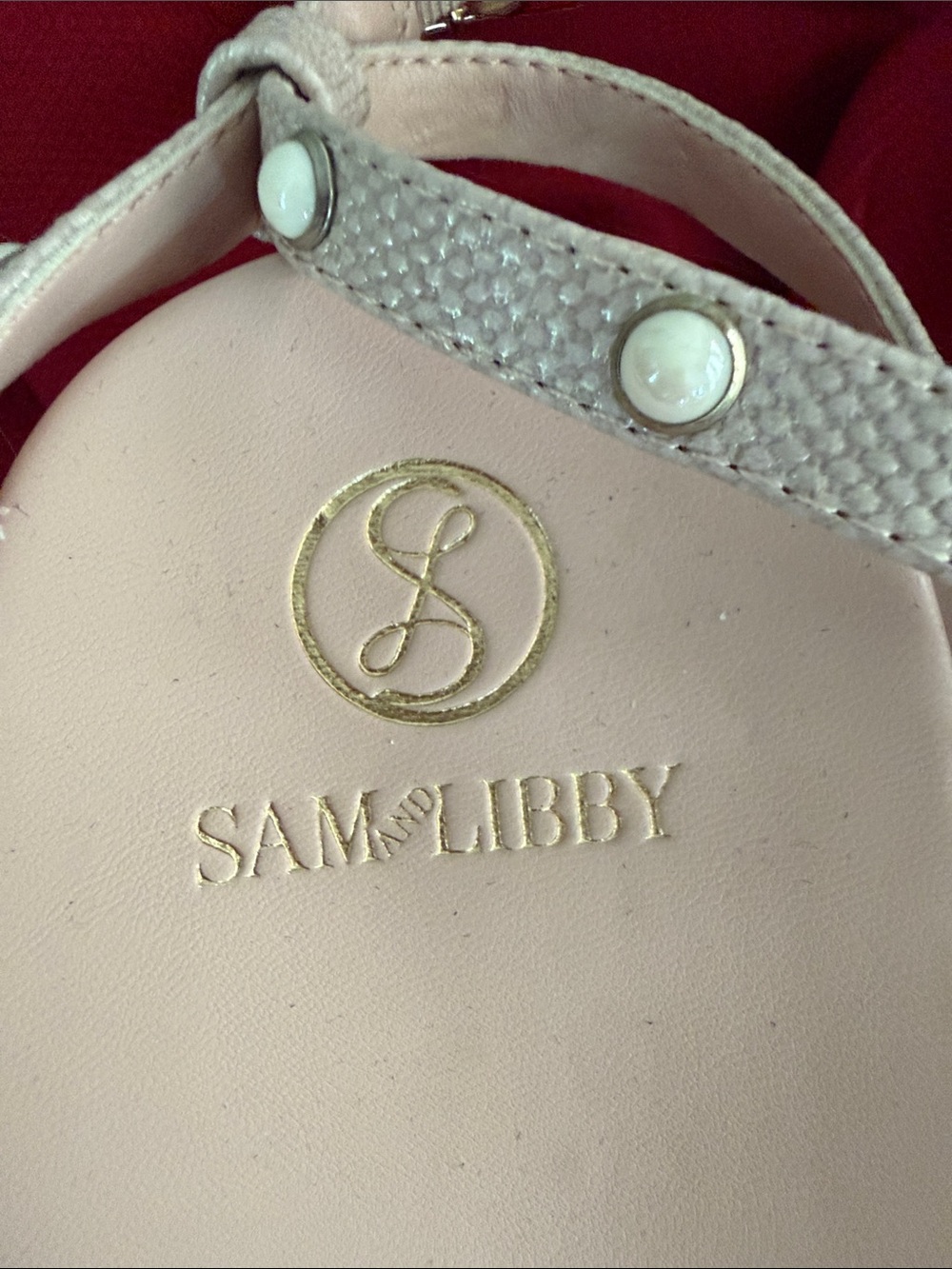 Sam & Libby Light Blush Pearl-Studded Strappy Sandals 9.5 - Picture 2 of 7